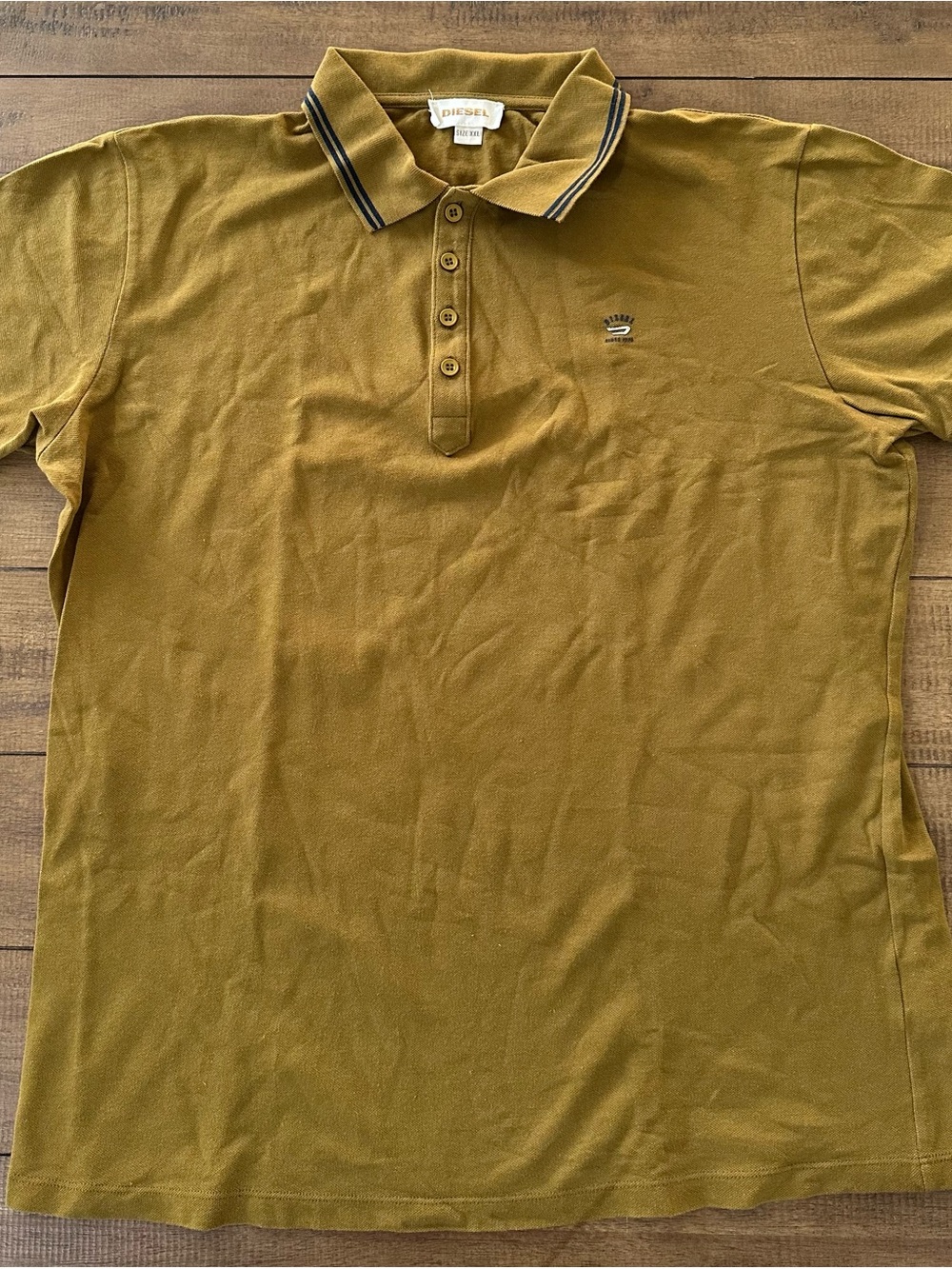 Diesel Men's Mustard Polo with Tipped Collar Size XXL